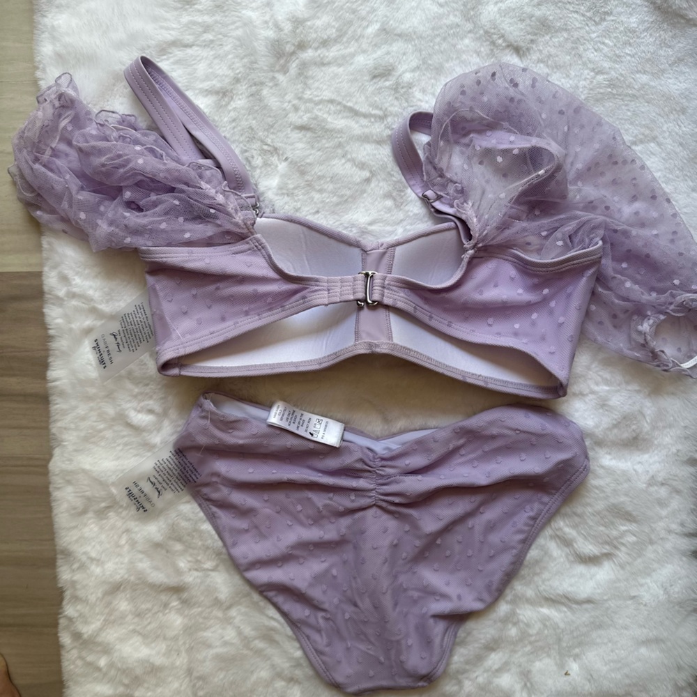 NWT Lavender Polka Dot bathing suit Set. Size 10. - Picture 2 of 10